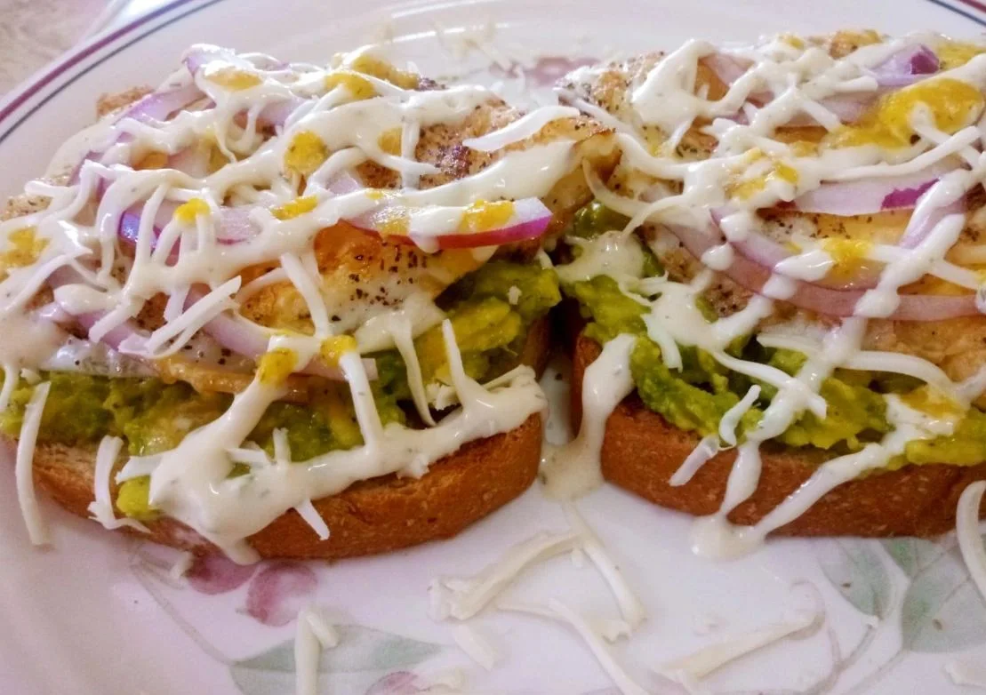Open-faced avocado bites prepared for charter guests