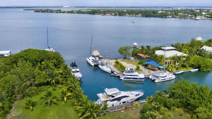 Protected waterfront anchorage in Placencia