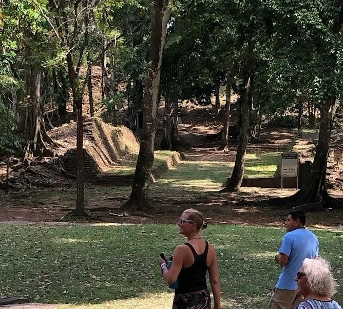 Guests hiking through a Belize forest