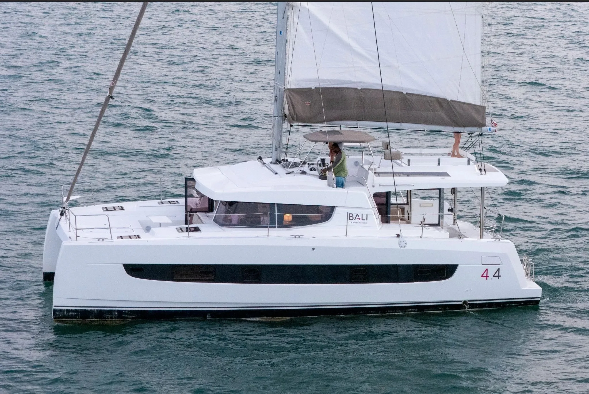 Sailing catamaran on Belize water