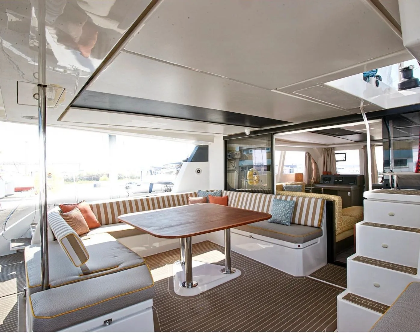 Bright catamaran living space