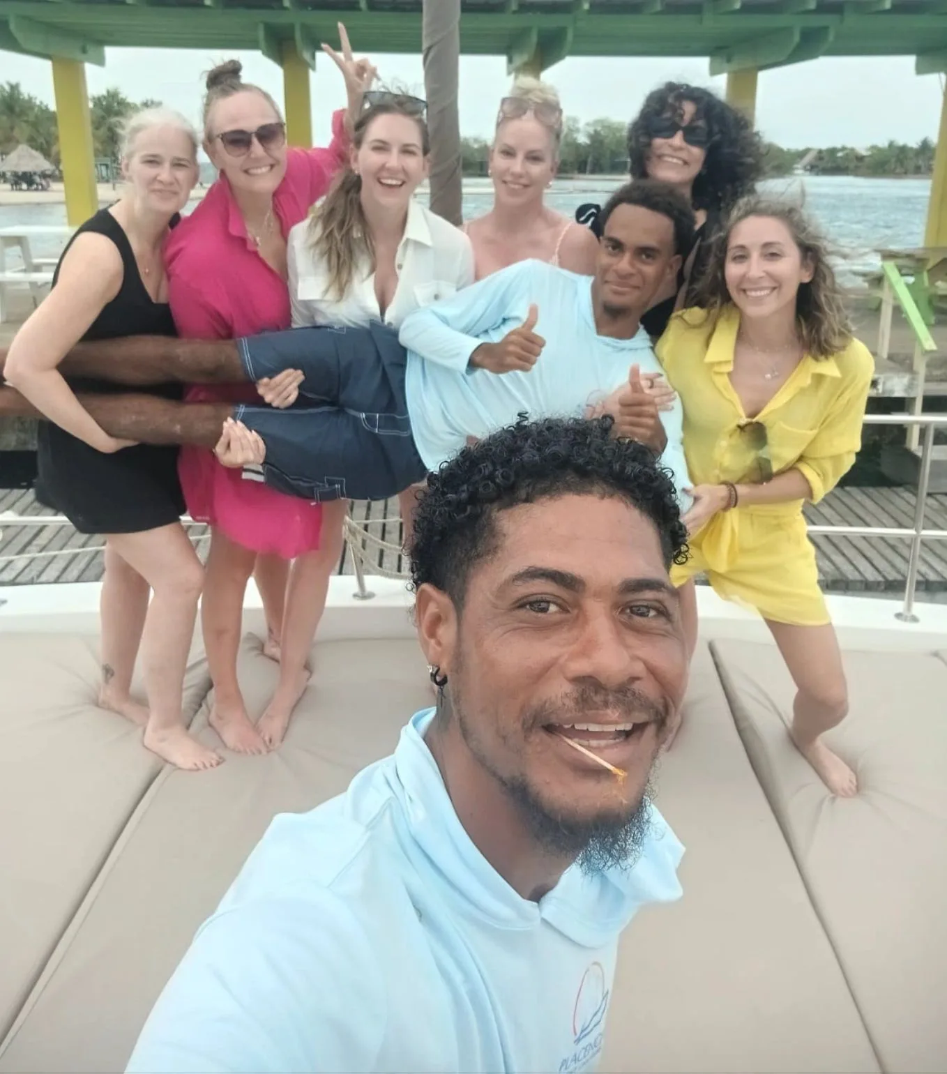 Elvis Linarez aboard a yacht