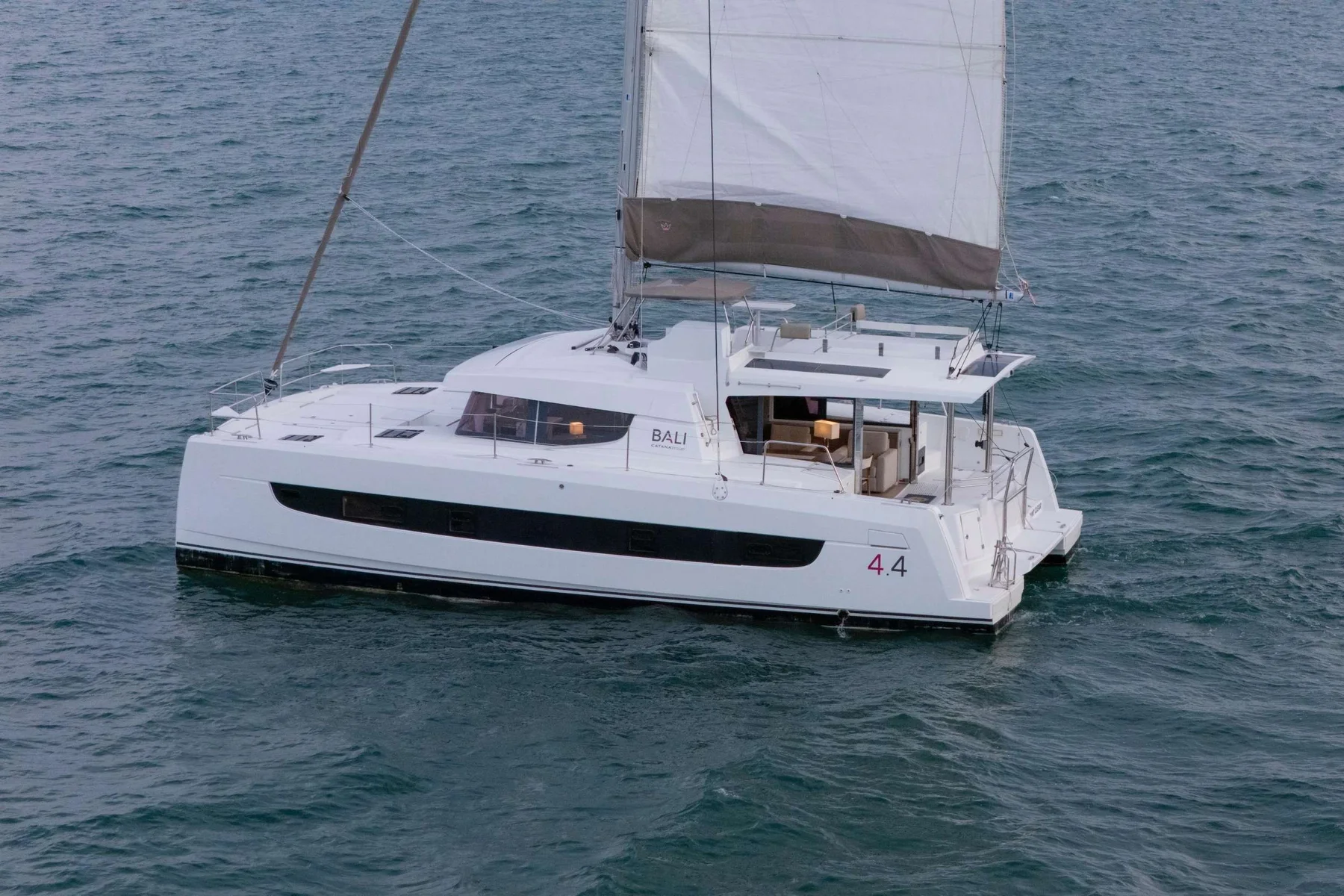 Lunara, a Bali 4.4 sailing catamaran, underway